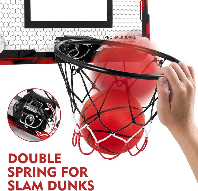 RUNBOW Store Indoor Mini Basketball Hoops Backboard with Powerful Suction Cups,Wall Mounted Door Basketball Hoops,Toys with Balls Gifts for Kids Boys Teens (43x30CM, Blue with Scorer) (Red Ordinary) - Image 4
